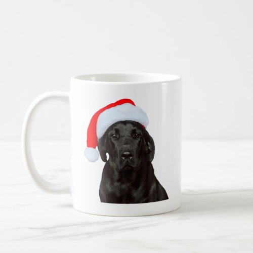 Cute Black Lab Santa Hat Image Christmas Dog Labra Coffee Mug