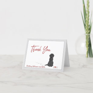 Cute Black Labradoodle Dog Personalize Bone Letterpress Thank You Card