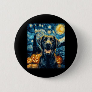 Cute Black Labrador Dog Halloween Jack O Lantern P Button