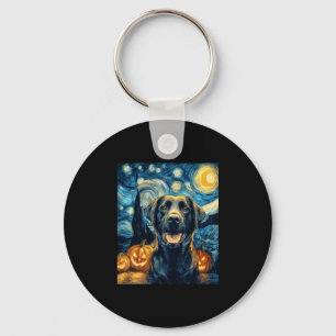 Cute Black Labrador Dog Halloween Jack O Lantern P Keychain