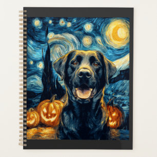 Cute Black Labrador Dog Halloween Jack O Lantern P Planner