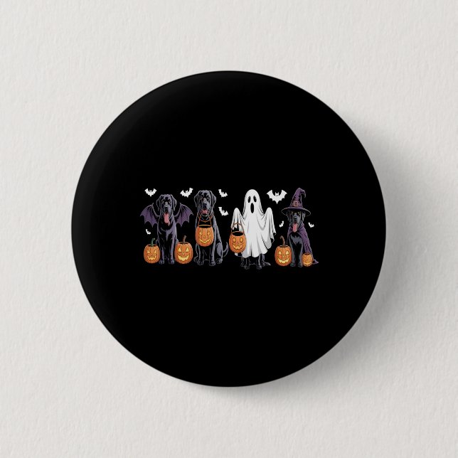 Cute Black Labrador Dog Halloween Pumpkin Labrador Button (Front)