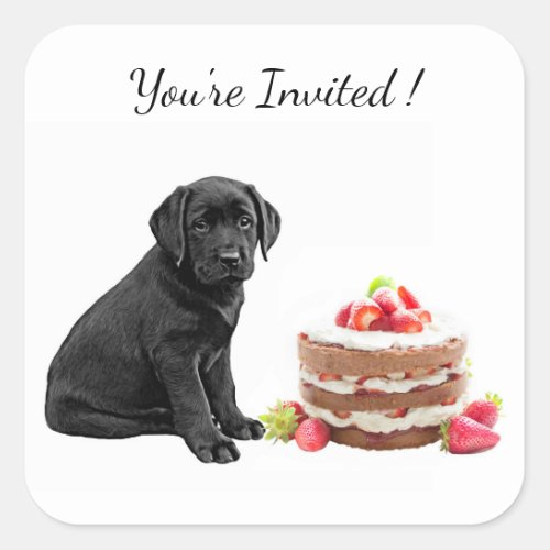 Cute Black Labrador Retriever Cupcake _ Black Lab Square Sticker