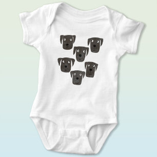 Cute Black Labrador Retriever Dog Baby Bodysuit