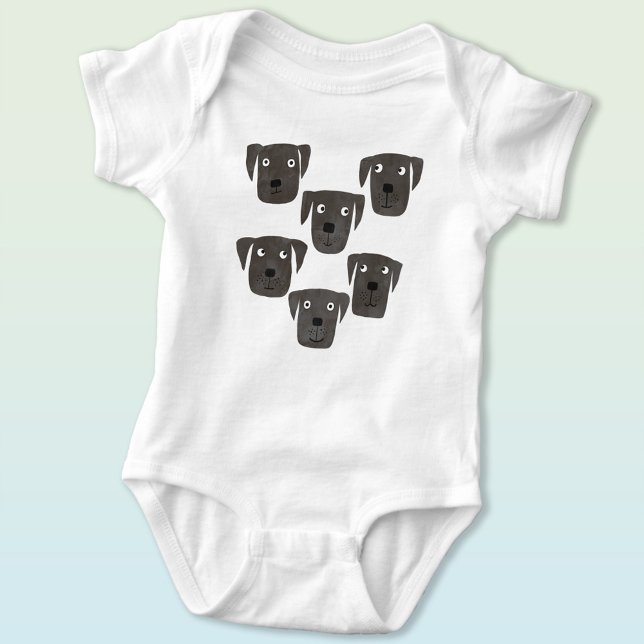 Cute Black Labrador Retriever Dog Baby Bodysuit (Black labrador retriever dog baby bodysuit)