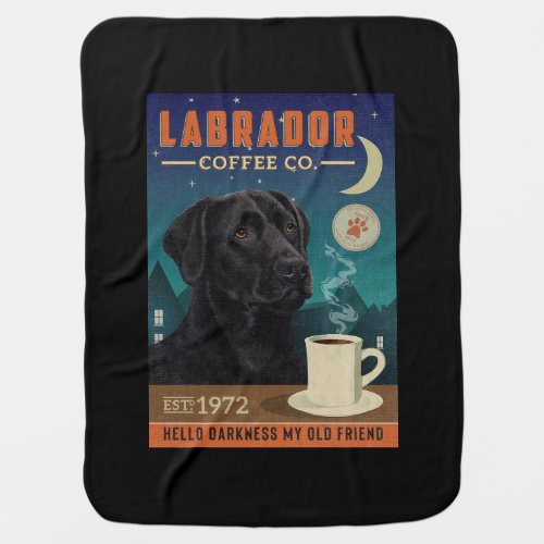 Cute Black Labrador Retriever Dog Coffee Lover Baby Blanket