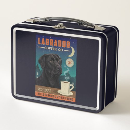 Cute Black Labrador Retriever Dog Coffee Lover Metal Lunch Box