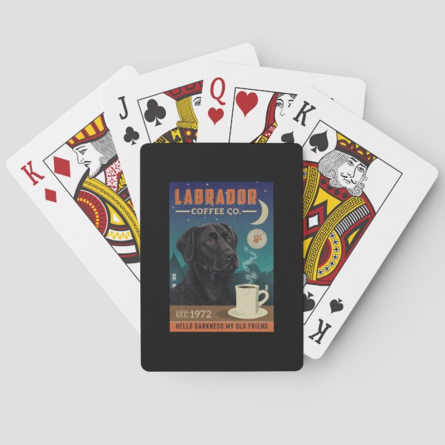 Cute Black Labrador Retriever Dog Coffee Lover Poker Cards (Back)