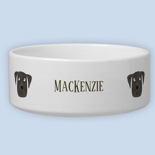 Cute Black Labrador Retriever Dog Custom Name Bowl