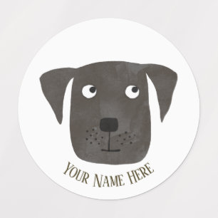Cute Black Labrador Retriever Dog Custom Name Labels