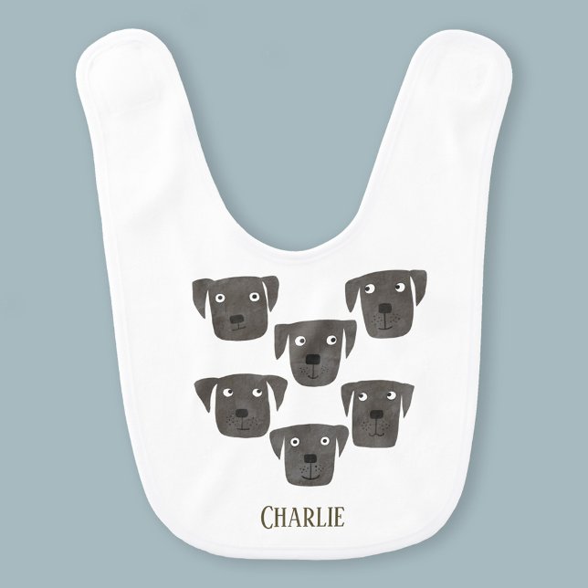 Cute Black Labrador Retriever Dog Personalized Baby Bib (Creator Uploaded)
