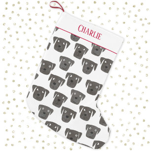 Cute Black Labrador Retriever Dog Personalized Small Christmas Stocking