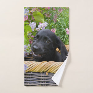 Cute Black Labrador Retriever Dog Puppy Pet Photo Bath Towel Set