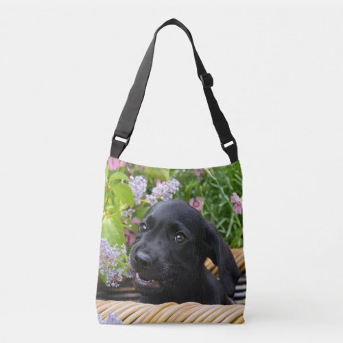 Cute Black Labrador Retriever Dog Puppy Pet Photo Crossbody Bag