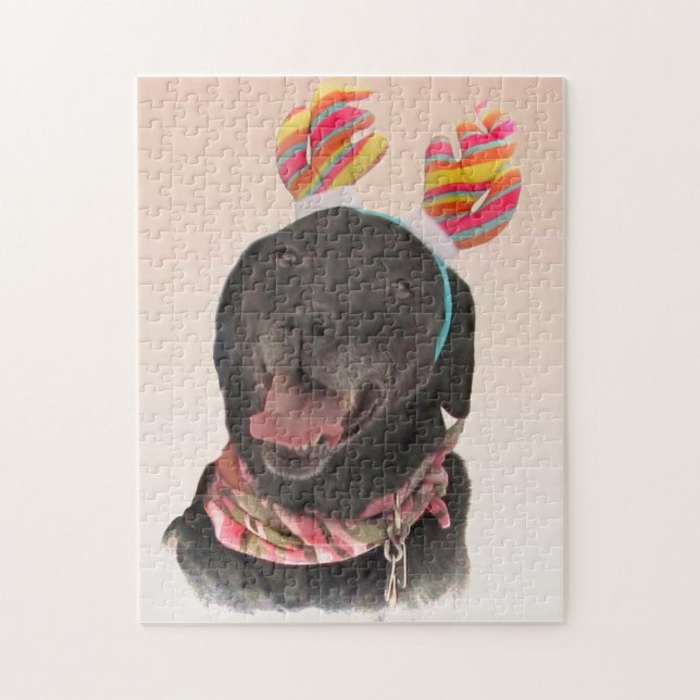 Cute Black Labrador Retriever Dog Puzzle (Vertical)