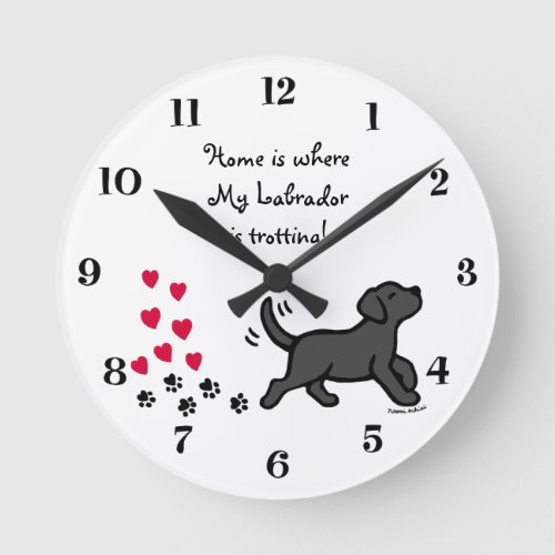 Cute Black Labrador Trotting Clock