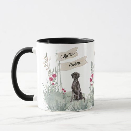 Cute Black Labrador Watercolor Coffee Tea Time Mug