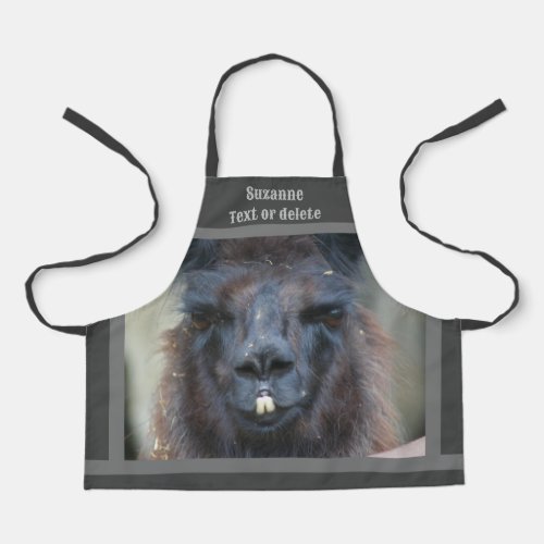 Cute Black Llama Face Personalized  Apron