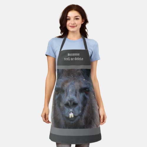 Cute Black Llama Face Personalized  Apron