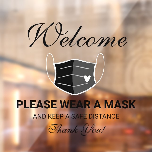 Cute Black Mask Requirement Business Welcome Window Cling (Sheet 2)