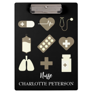 Cute Black Medical Element Nurse Clipboard