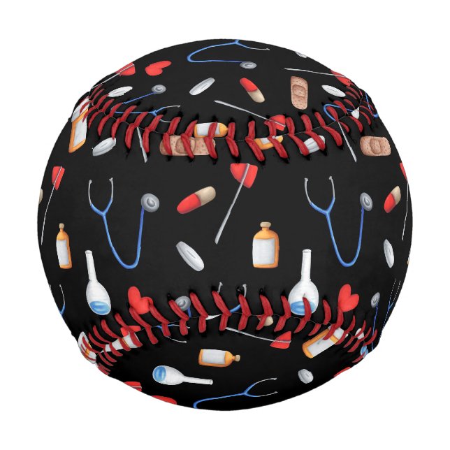 Cute Black Medicine Pattern Nurse Baseball (Front)