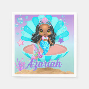 Cute Black Mermaid Princess Under the Sea Napkins