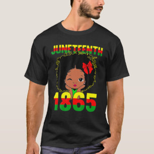 Cute Black Messy Bun Girls Kids Junenth Celebratin T-Shirt