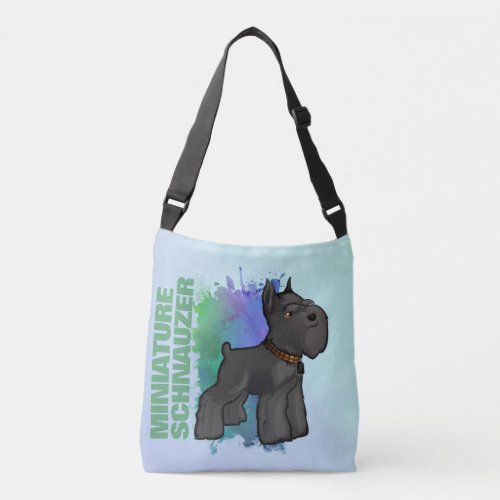 Cute Black Miniature Schnauzer Dog Crossbody Bag