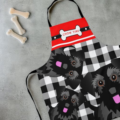 Cute Black Miniature Schnauzers Dinner Time Apron