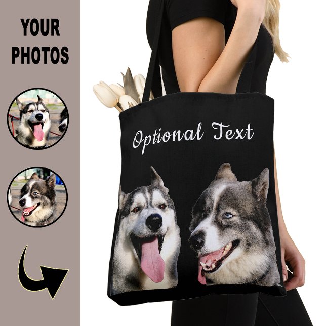 Cute Black Modern Photo Puppy Dog Lover Mom  Tote Bag (Creator Uploaded)