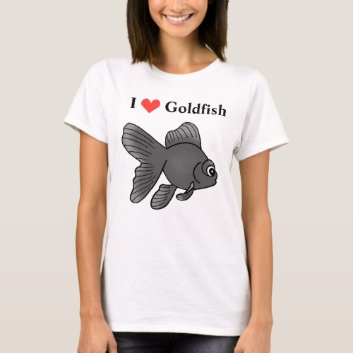 Cute Black Moor Goldfish I love Goldfish Graphic T_Shirt