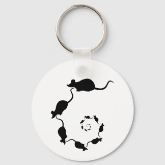 Cute Black Mouse Design. Spiral of Mice. Keychain