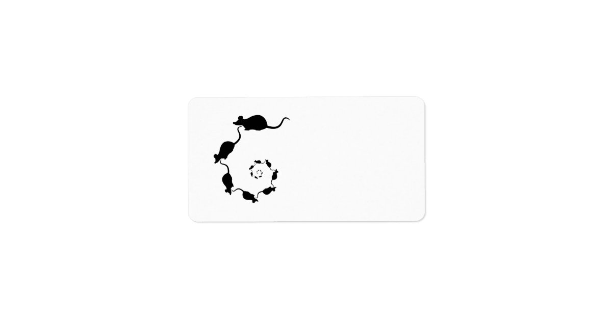 Mice Toe Label Cute Black Mouse Design. Spiral of Mice. Label | Zazzle