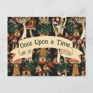 Cute Black Mushroom Fairytale Moving Announcement Postcard