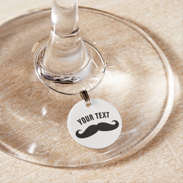 Cute black mustache custom wine glass charms (In Situ)