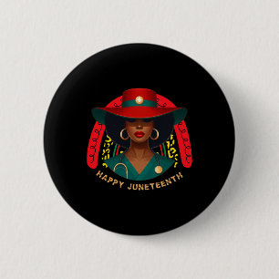 Cute Black Nurse Happy Juneteenth Nurse Rainbow Me Button