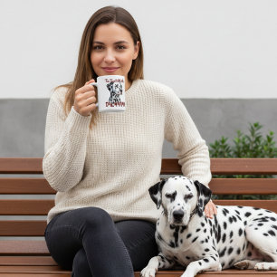 Cute Black on White Tea Time With My Dalmatian  Coffee Mug