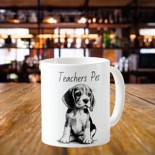 Cute Black on White Teachers Pet Beagle Coffee Mug