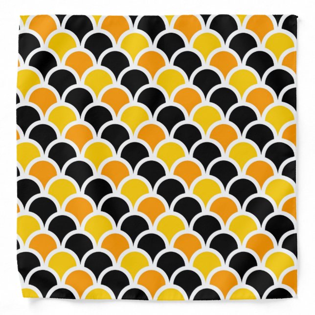 Cute black orange moroccan pattern design bandana (Front)