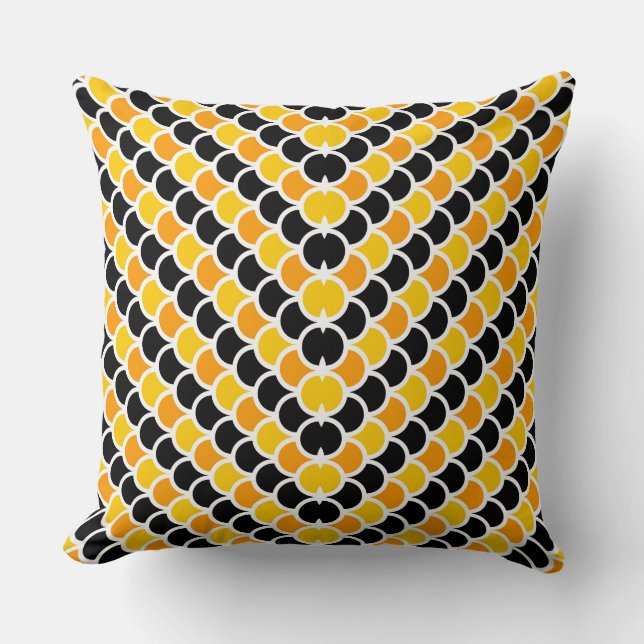 Cute black orange moroccan pattern design throw pillow (Front)