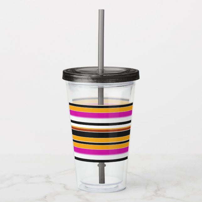 Cute black orange stripes acrylic tumbler (Front)