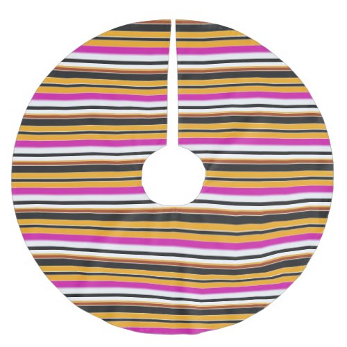 Cute black orange stripes brushed polyester tree skirt