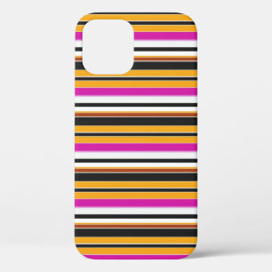 Cute black orange stripes iPhone 12 pro case