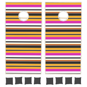 Cute black orange stripes cornhole set