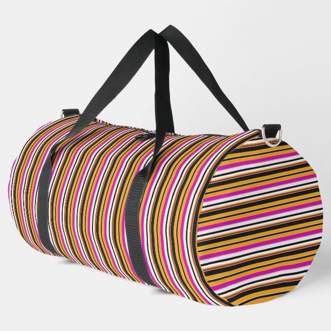 Cute black orange stripes duffle bag (Left Corner)