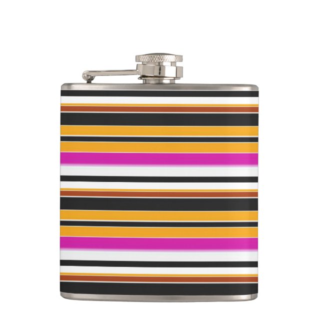 Cute black orange stripes flask (Front)
