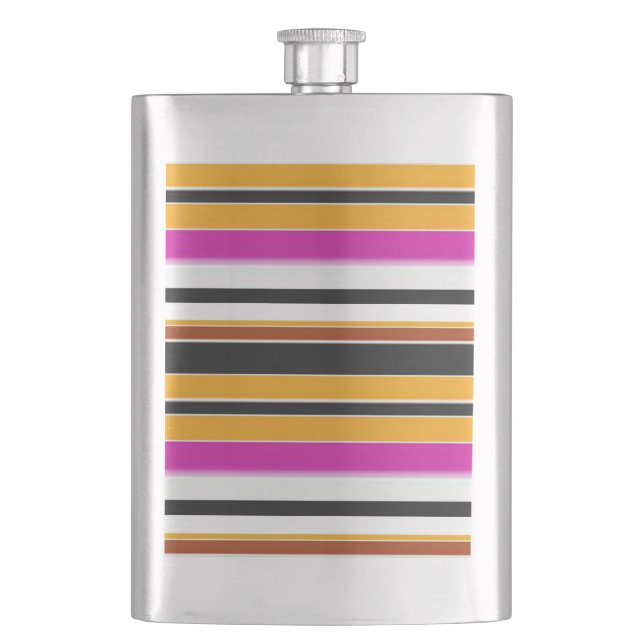 Cute black orange stripes flask (Front)