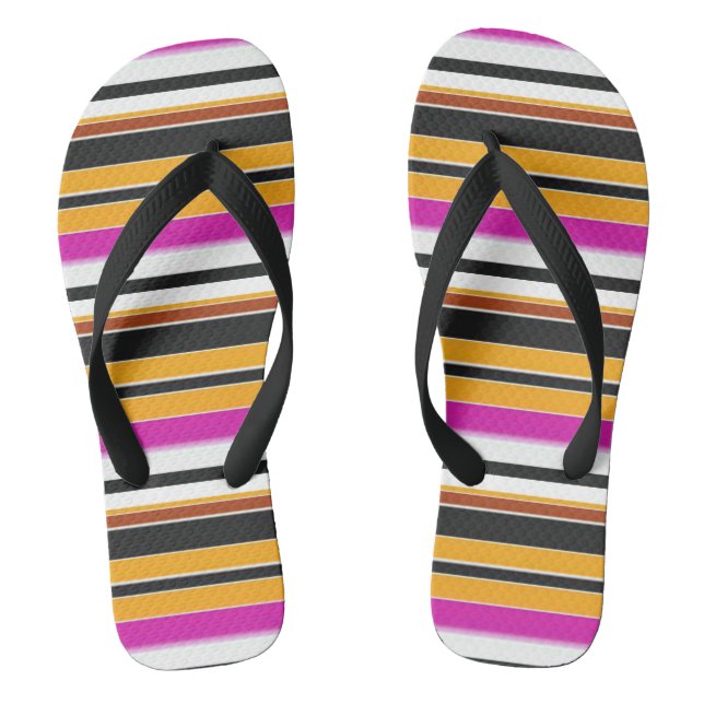 Cute black orange stripes flip flops (Footbed)