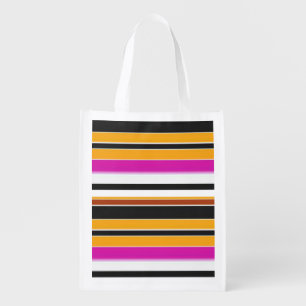 Cute black orange stripes grocery bag